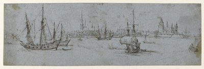 Uitzicht op Elsinore en Kronborg Kasteel; Een studie van schepen onder zeil, 1615-29 door Hendrick Cornelisz. Vroom